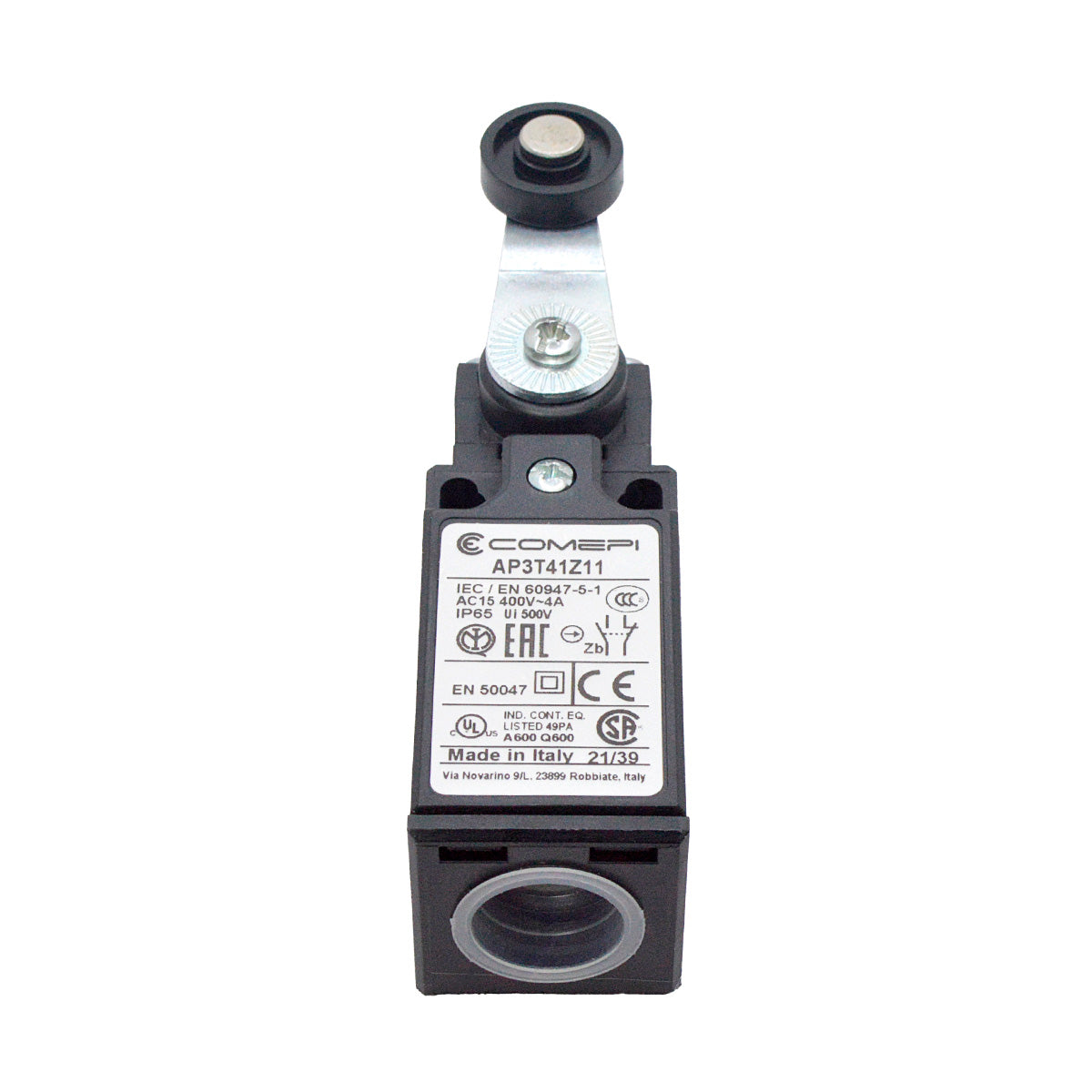 AP3T41Z11 — SWITCH INDUSTRIAL UNIDIR. AJUS.360¡ 1NA+1NC 3A 400VCA DE PALANCA CORTA Y RODILLO