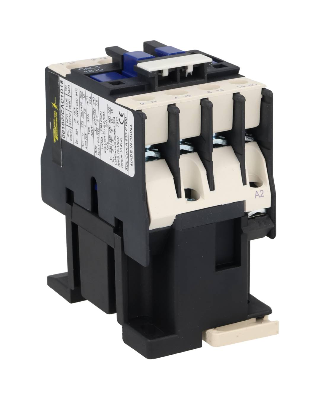 CAC-1820 — CONTACTOR 18A-CA3 32A-CA1 ANTS LC1832-10220VCA, TRABAJO LIVIANO, CONTACTO AUXILIAR 1NA