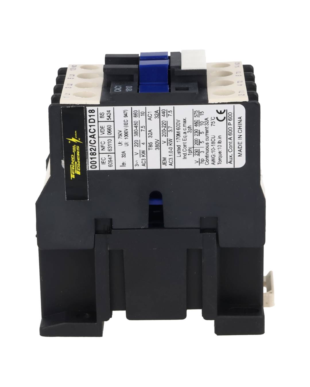 CAC-1820 — CONTACTOR 18A-CA3 32A-CA1 ANTS LC1832-10220VCA, TRABAJO LIVIANO, CONTACTO AUXILIAR 1NA