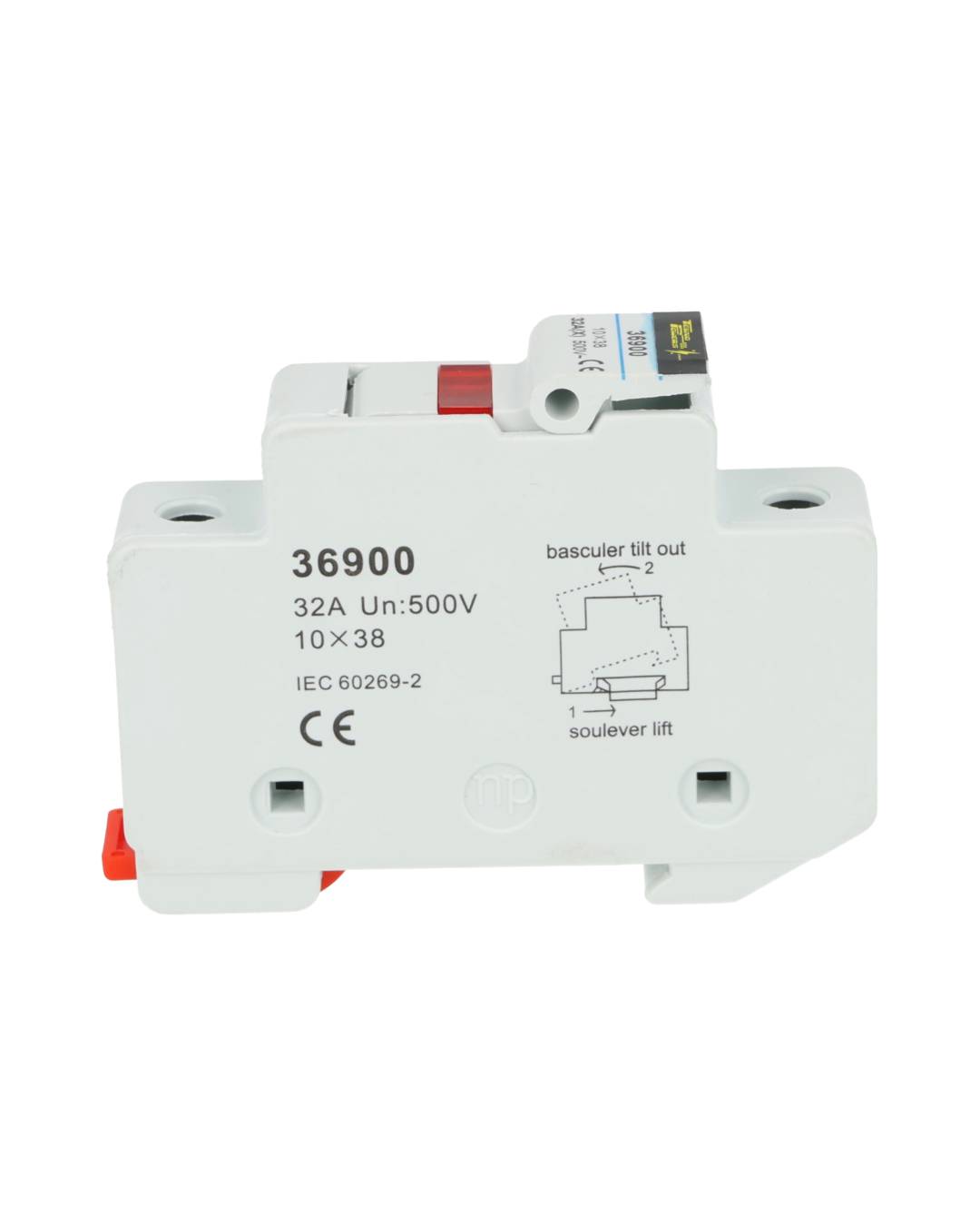 RT18L-32A - PORTAFUSIBLE CON LED 32A /500V, PARA FUSIBLE 10 X 38mm RIEL DIN