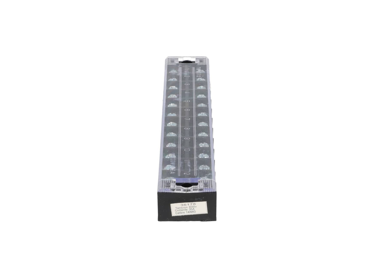 TB-3512 — BLOQUE DE TERMINALES MONTAJE FIJO 35AMP12 POLOS, 600V, CALIBRE 14 AWG, 100¡C (A PRUEBA DE FUEGO) , 20x162x30mm