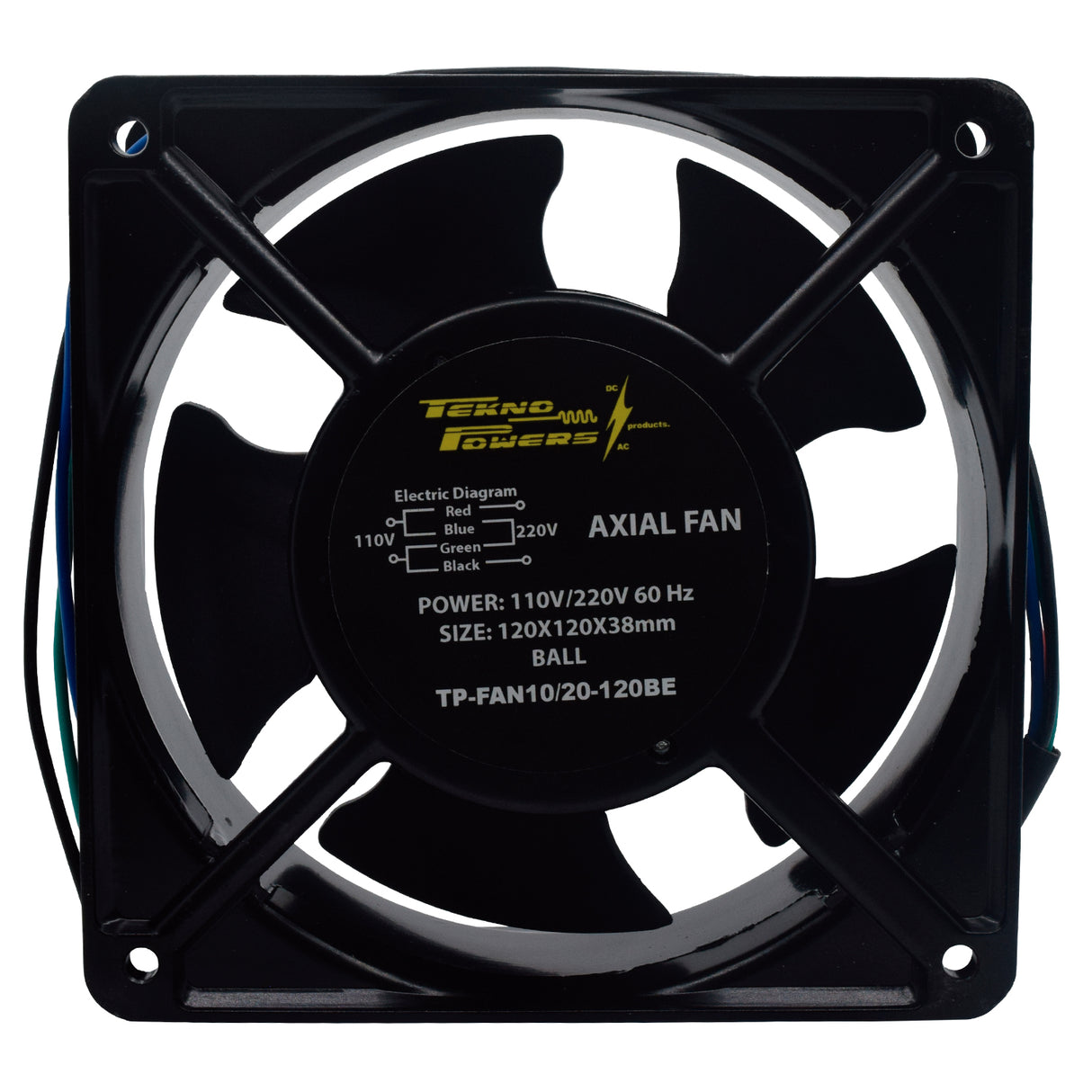 TP-FAN10/20-120BE - VENTILADOR CON BALERO 110/220VCA 120X120X38mm, RPM2600-3000, CFM82-95, REJILLA 120P / 120M / 120FPI (NO INCLIDA)