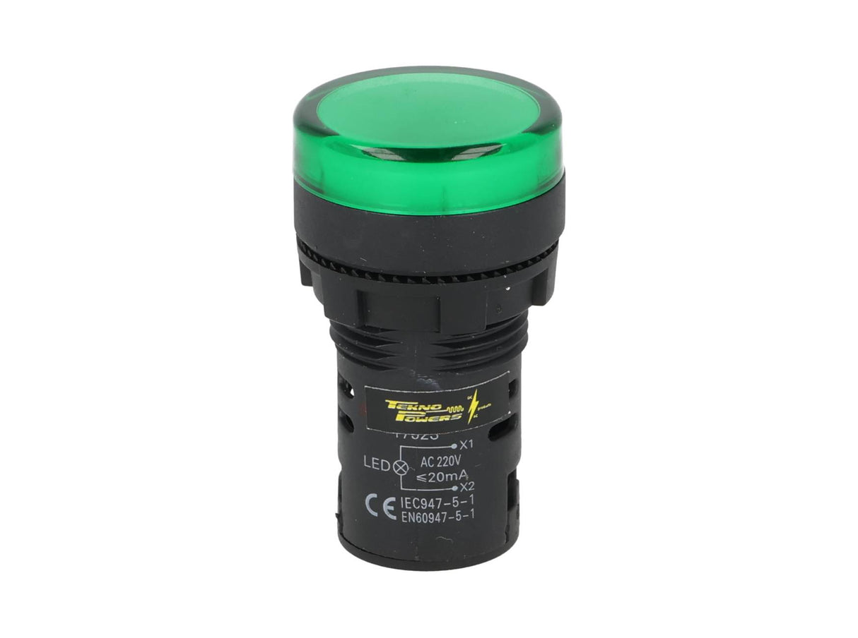 TP-LI22-G Ñ LAMPARA PILOTO LED VERDE 22mm 220VCA PLASTICO *NO SON A PRUEBA DE EXPLOSION*