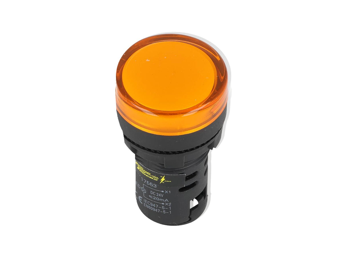 TP-LI22-Y24 — LAMPARA PILOTO LED AMARILLO 22mm 24VCDE VCA PLASTICO *NO SON A PRUEBA DE EXPLOSION*