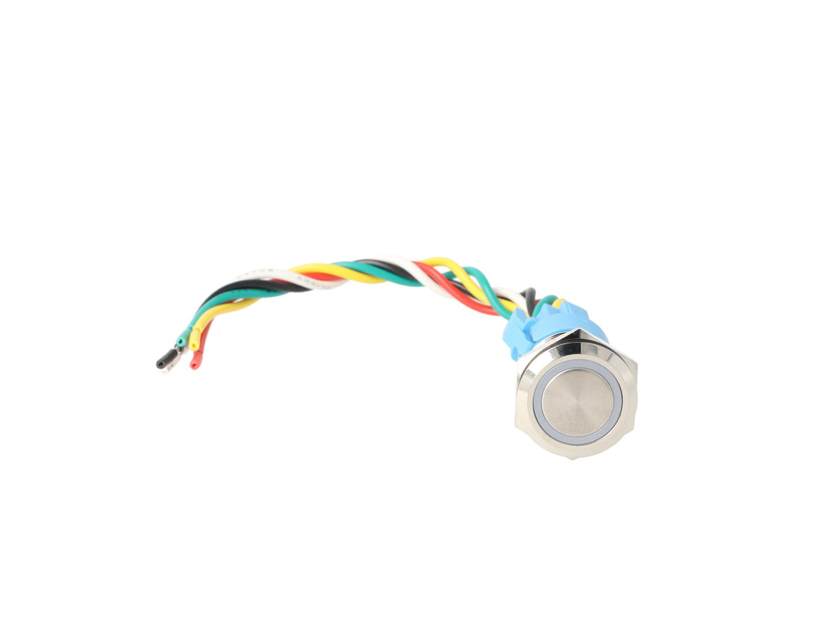 TP-MM19-RR12-24 — INTERRUPTOR METALICO 19MM 12-24VCD MOMEN EO C/ANILLO ILUMINADO Y CONECTOR