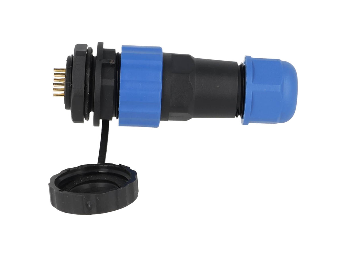 TP-SP20-SP10P — CONECTORES PANEL/RECTO (PAR) 10PIN, IMPERMEABLES, IP68, 5A/250VCA, DIAMETRO DE BARRENO 20mm, PIN COBRE CHAPEADO EN DORADO/PLATEADO