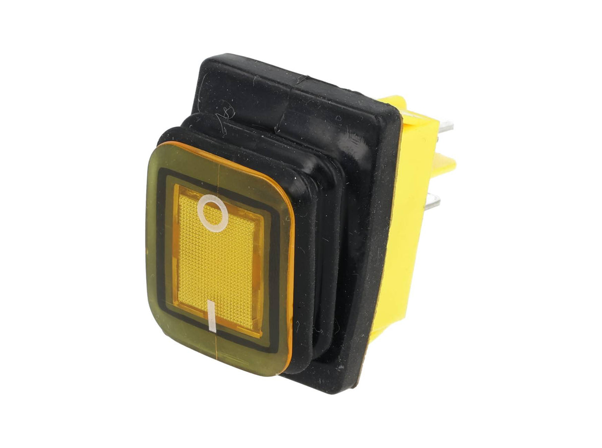 TP-T85-YL — SWITCH ILUMINADO AMARILLO 2P1T LED, 110VCA, 30A/250VCA, IP67, SELLADO, 30X22mm