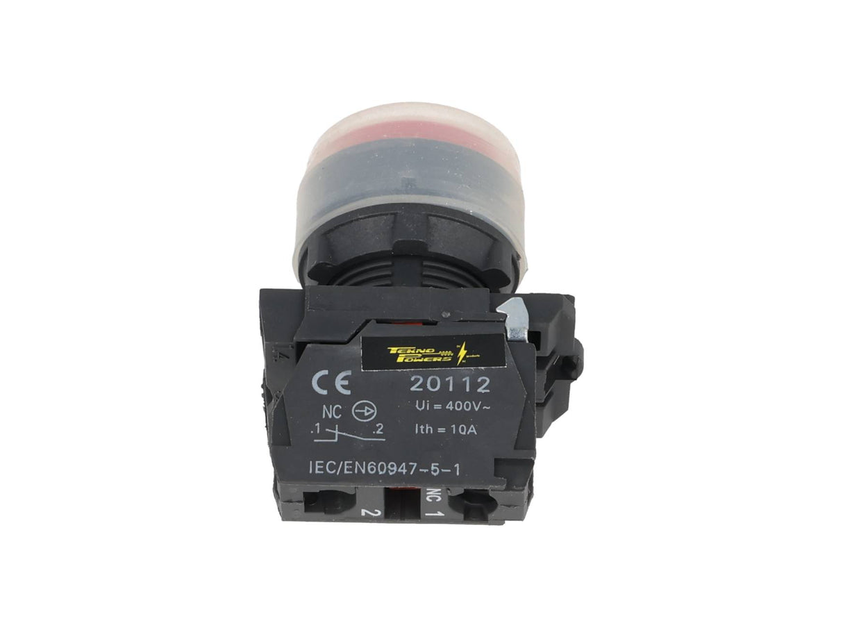 TP-XB5-HR — BOTON PULSADOR PLASTICO CON CAPUCHON, NC 22mm, ROJO *NO SON A PRUEBA DE EXPLOSION*