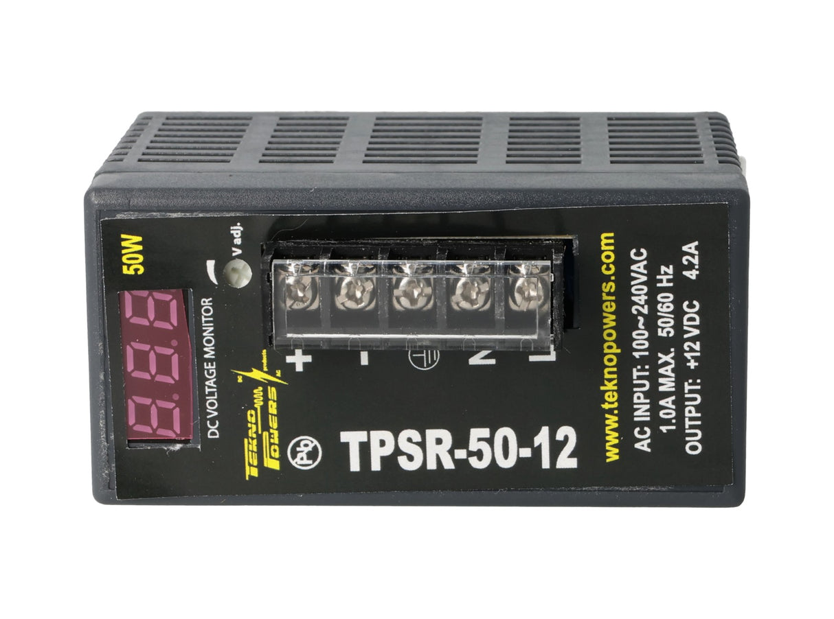 TPSR-50-12 — FUENTE DE VOLTAJE PARA RIEL 12VCD 4.2A 50W90-264VAC 100X77X51 mm,