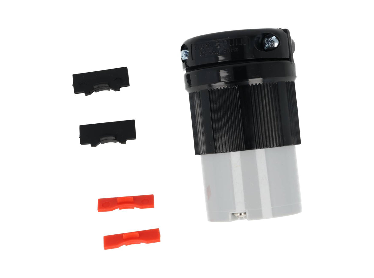 WJ-9331B — CONTACTO INDUSTRIAL CON SEGURO 30A/250VCA2 POLOS ( 1 FASE) + TIERRA, TOMA AEREA