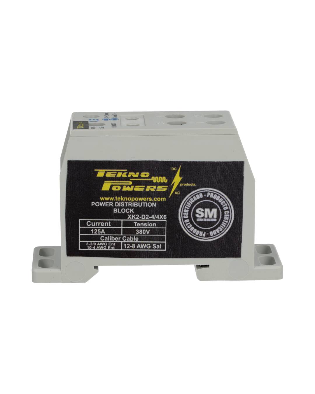 XK2-D2-4/4X6 — BLOQUE DE DISTRIBUCION MULTIPROPOSITO 125A MAX.4 CONDUCTORES, CALIBRE 6 AWG