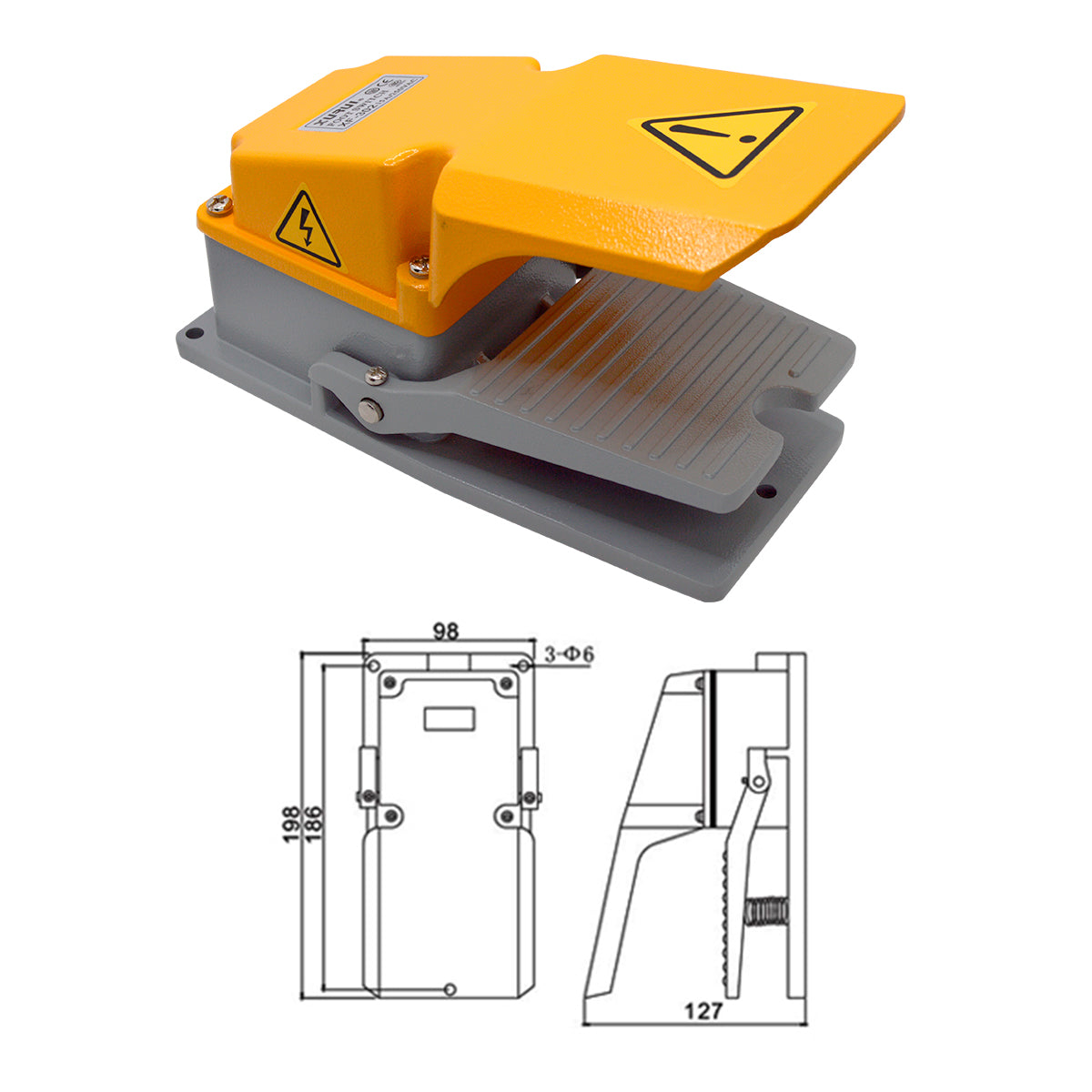 XF-302 - INTERRUPTOR DE PEDAL 15A 220VCA GRANDE CON CUBIERTA CUERPO DE METAL NA