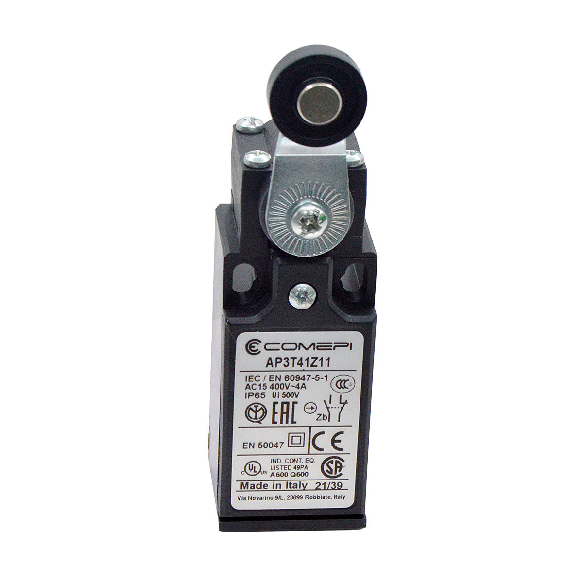 AP3T41Z11 — SWITCH INDUSTRIAL UNIDIR. AJUS.360¡ 1NA+1NC 3A 400VCA DE PALANCA CORTA Y RODILLO