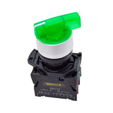 BKJ2365 - SELECTOR 2 POS.1NA/1NC 22mm LED VERDE CAPACIDAD DE CONTACTOS MANETA LARGA CA110-660/15A, CD110/6A *NO SON A PRUEBA DE EXPLOSION*