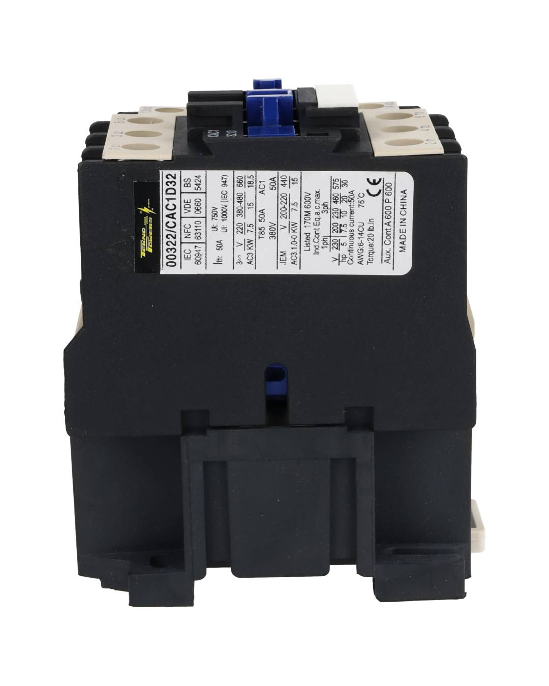 CAC-3220 — CONTACTOR 32A-CA3 50A-CA1 ANTS LC3250-20220VCA, TRABAJO LIVIANO, CONTACTO AUXILIAR 1NA