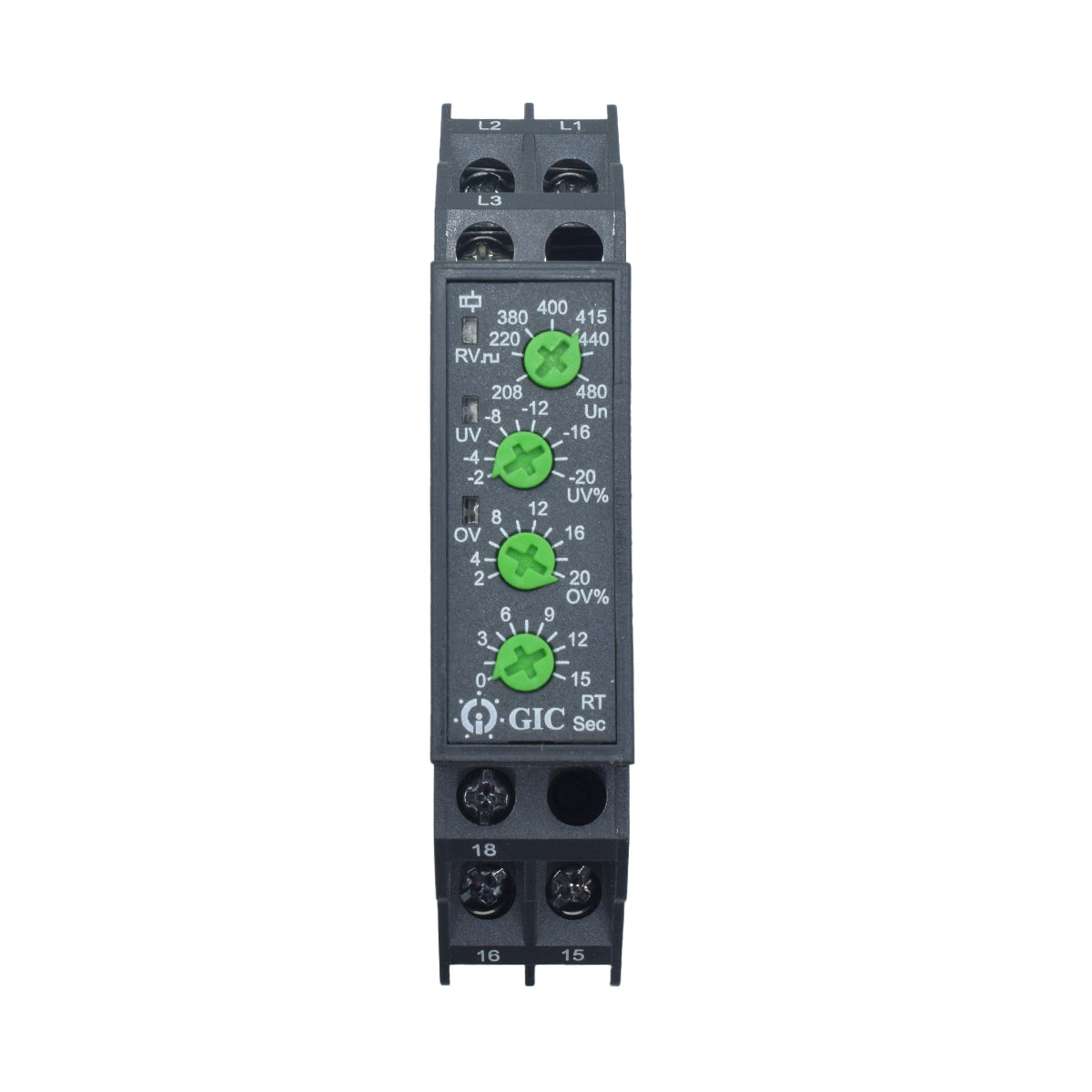 MD21DF — DETECTOR DE VOLTAJE, ALTO/BAJO/CAIDA FASE, SALIDA RELEVADOR, 110-220VCA AJUSTE, 208-220-380-400-415-440-480 VCA