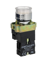 NP2-BW3161W — PULSADOR METALICO 2 TORNILLOS UL LED BLANCO, NA 230V BASE METALICA ¿22mm *NO SON A PRUEBA DE EXPLOSION*