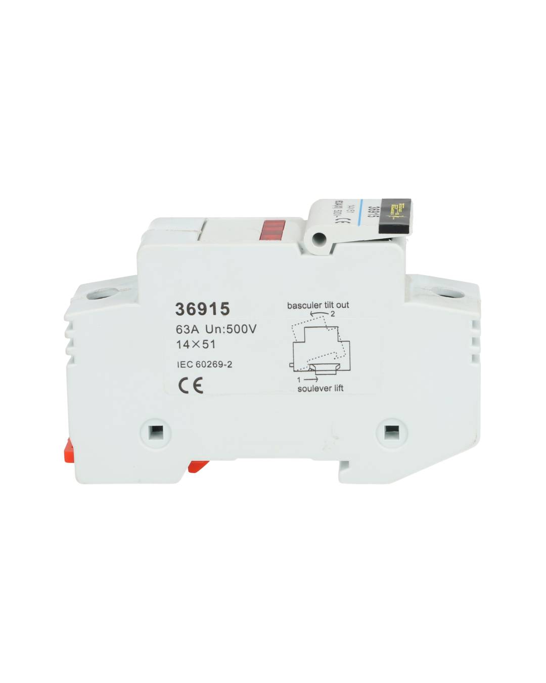 RT18L-63A — PORTAFUSIBLE CON LED 63A/500V, PARA FUSIBLE14 X 51mm RIEL DIN