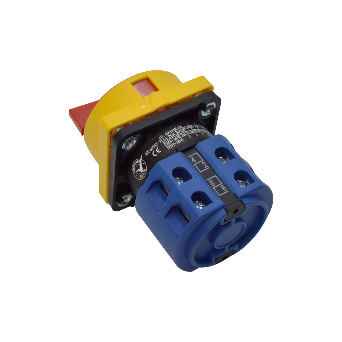 SAP25/04-M1 - INTERRUPTOR ROTATIVO PARA CANDADO 25A, 440VCA 3 POLOS ON-OFF, + NEUTRO