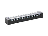 TB-1512 — BLOQUE DE TERMINALES MONTAJE FIJO 15AMP12 POLOS, 600V, CALIBRE 16 AWG, 100¡C,  (A PRUEBA DE FUEGO) 17x124x22mm