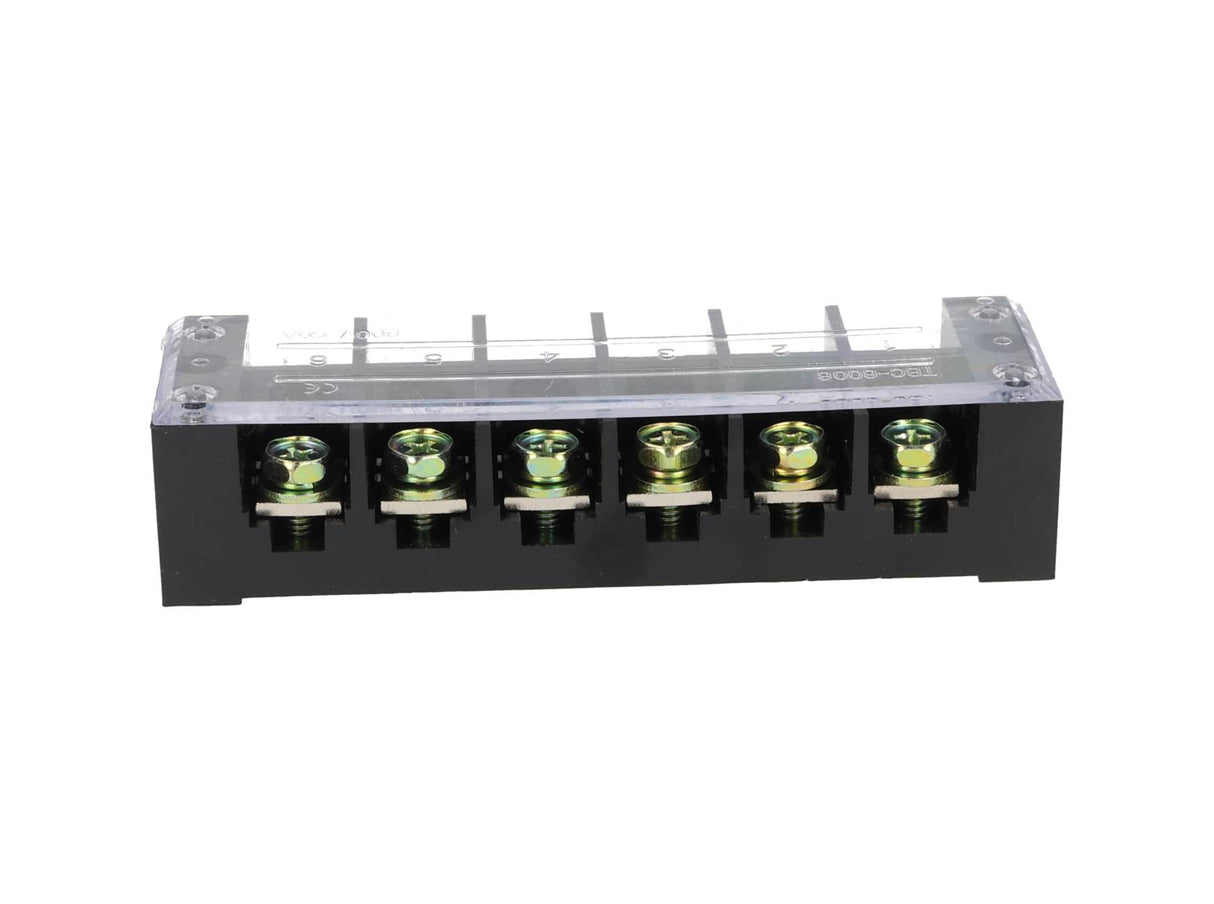TB-6006 — BLOQUE DE TERMINALES MONTAJE FIJO 60AMP6 POLOS, 600V, CALIBRE 10 AWG, 100¡C (A PRUEBA DE FUEGO) , 31x127x38mm