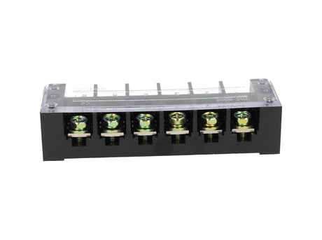 TB-6006 — BLOQUE DE TERMINALES MONTAJE FIJO 60AMP6 POLOS, 600V, CALIBRE 10 AWG, 100¡C (A PRUEBA DE FUEGO) , 31x127x38mm