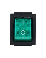 TP-321-GL — INTERRUPTOR ILUMINADO VERDE 2P1T 16/20A, 110/220VCA, 30X22mm 4 TERMINALES