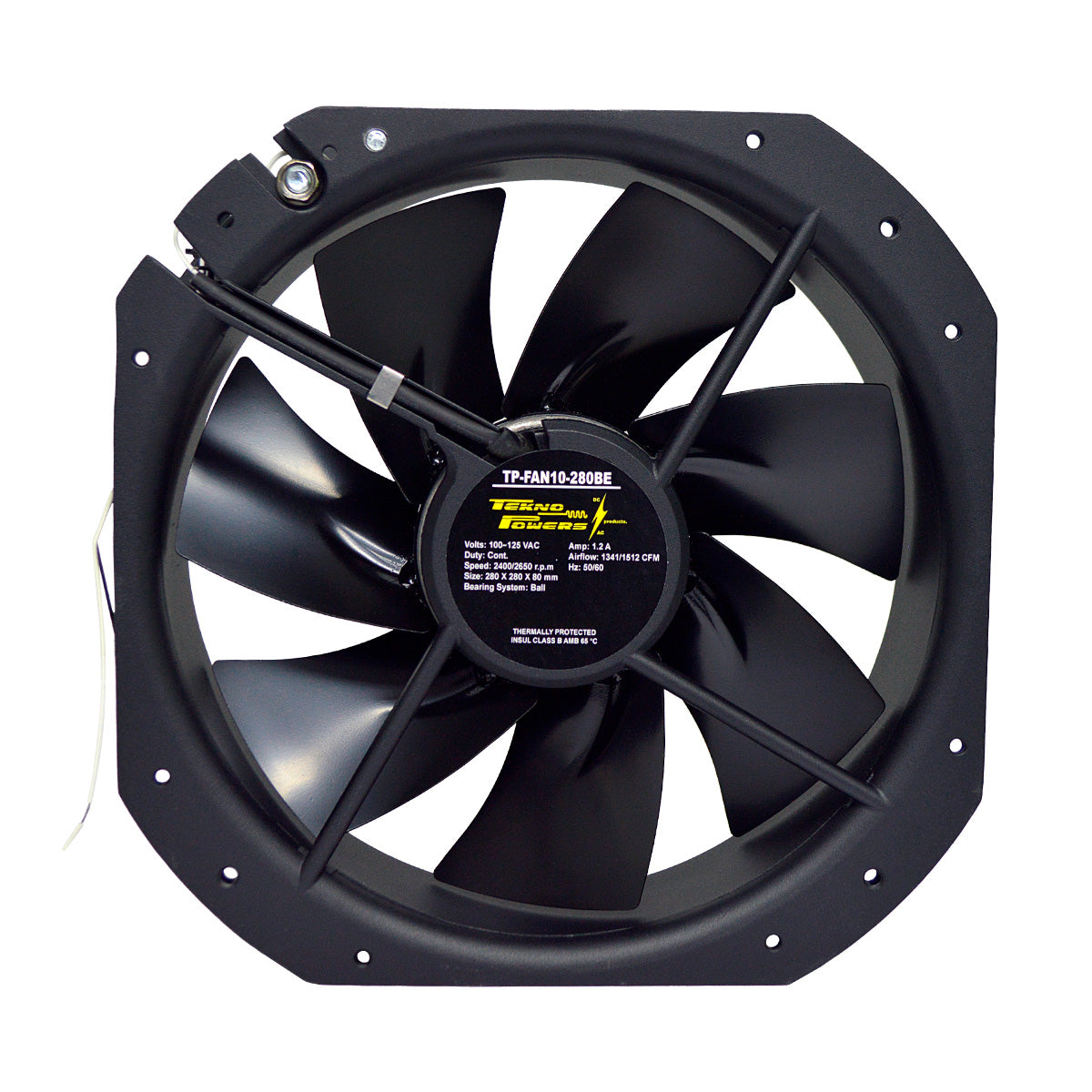 TP-FAN20-280BE - VENTILADOR CON BALERO 220VCA 280X280X80mm 2400-2650RPM, CFM=1341/1512, 0.55A REJILLA 280M (NO INCLUIDA)