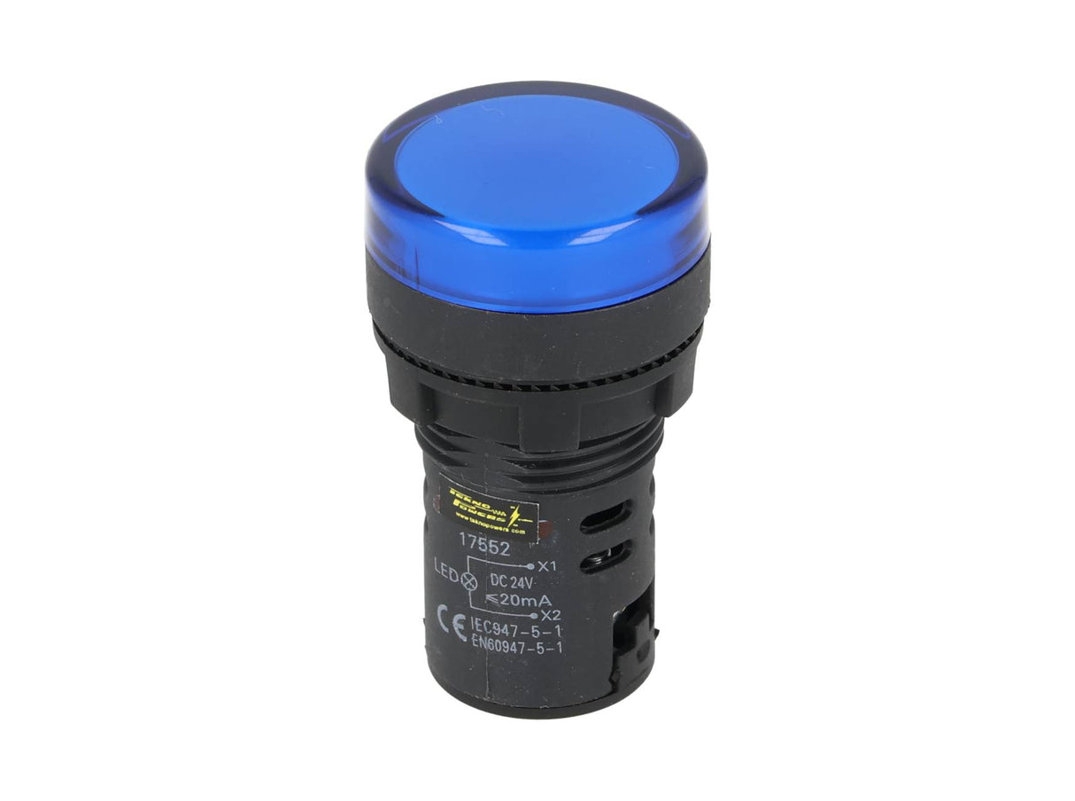 TP-LI22-B24 — LAMPARA PILOTO LED AZUL 22mm 24VCA/VCD PLASTICO *NO SON A PRUEBA DE EXPLOSION*