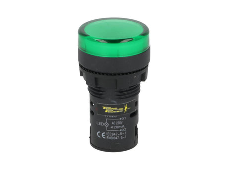TP-LI22-G Ñ LAMPARA PILOTO LED VERDE 22mm 220VCA PLASTICO *NO SON A PRUEBA DE EXPLOSION*