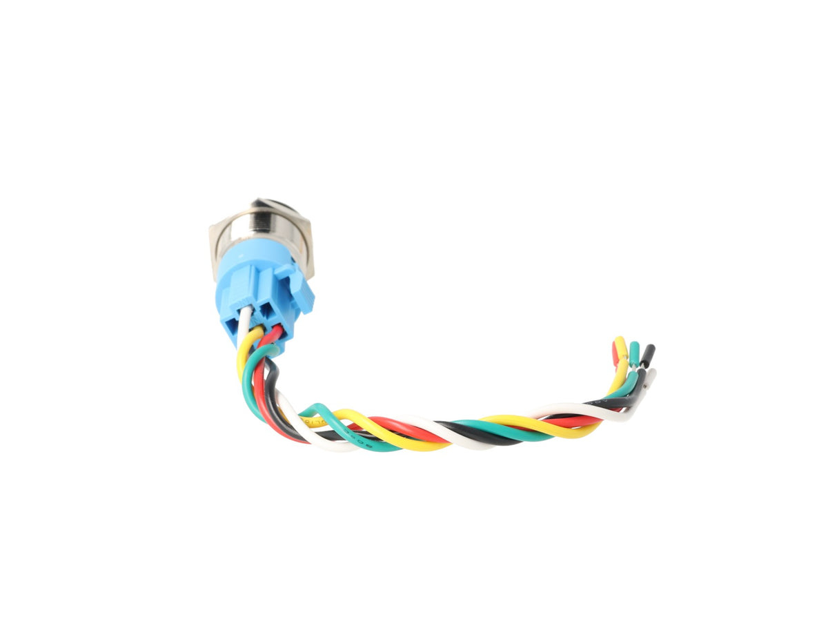TP-MM19-RR12-24 — INTERRUPTOR METALICO 19MM 12-24VCD MOMEN EO C/ANILLO ILUMINADO Y CONECTOR