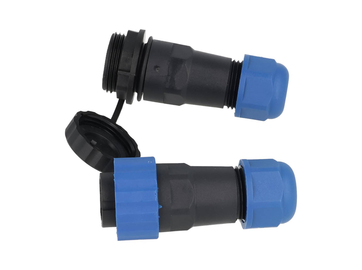 TP-SP20-S12P — CONECTORES EXTENSION/RECTO (PAR) 12PIN, IMPERMEABLES IP68, 5A/250VCA, DIAMETRO DE BARRENO 20mm, PIN COBRE CHAPEADO EN DORADO/PLATEADO