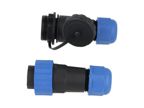 TP-SP20-S4P — CONECTORES EXTENSION/RECTO (PAR) 4PIN, IMPERMEABLES IP68, 25A/250VCA, DIAMETRO DE BARRENO 20mm, PIN COBRE CHAPEADO EN DORADO/PLATEADO