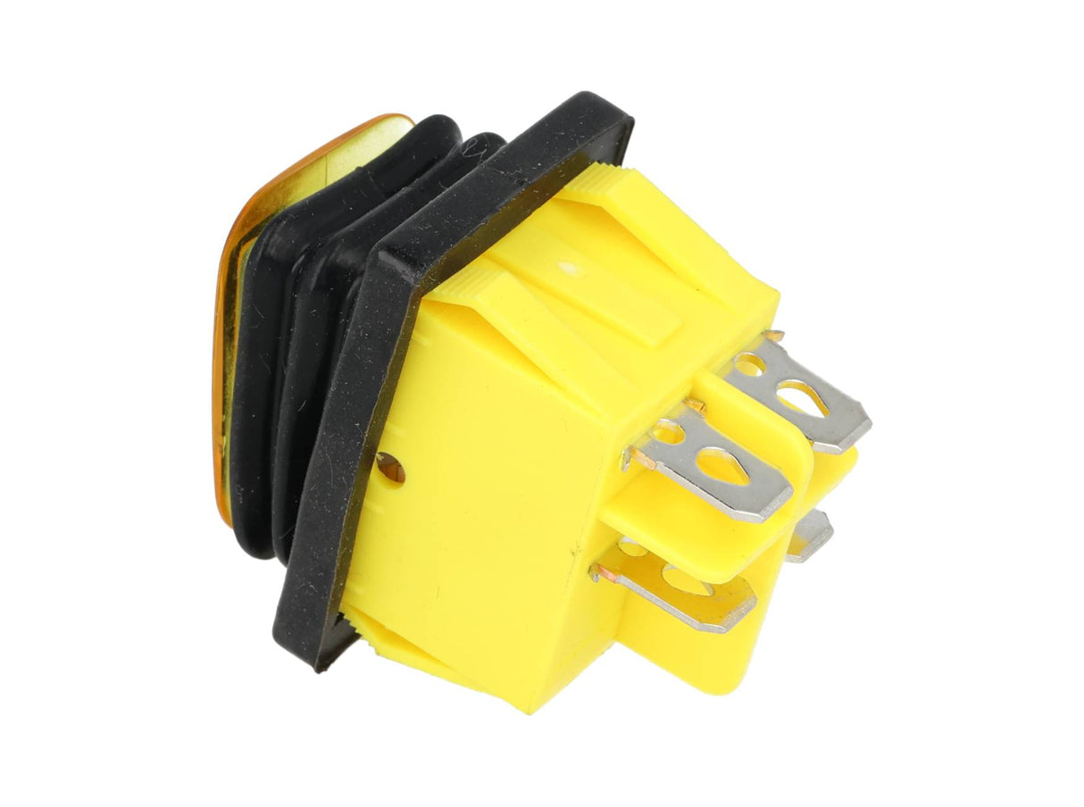 TP-T85-YL — SWITCH ILUMINADO AMARILLO 2P1T LED, 110VCA, 30A/250VCA, IP67, SELLADO, 30X22mm