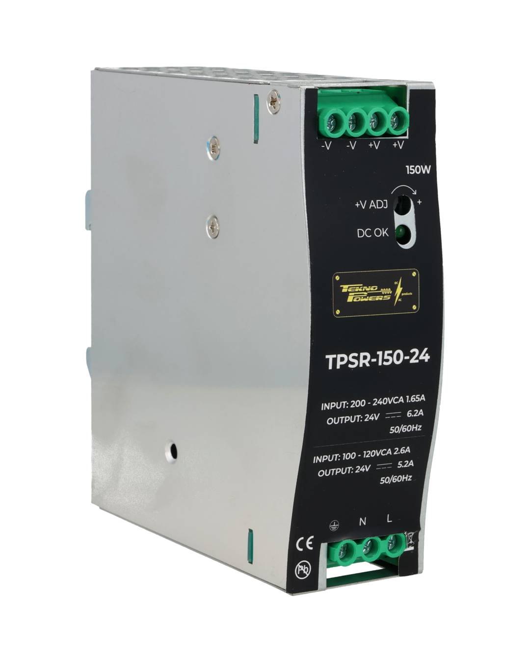 TPSR-150-24 — FUENTE DE VOLTAJE PARA RIEL, 24VCD, 6.25A, 150W100-240VAC, 100HX110D X 90Wmm