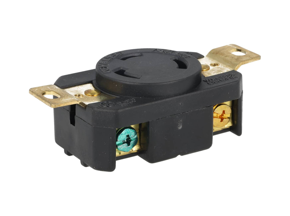WJ-6330B | CONTACTO INDUSTRIAL CON SEGURO 30A/125VCA2 POLOS (1 PHASE) + TIERRA, MONTAJE A PANEL