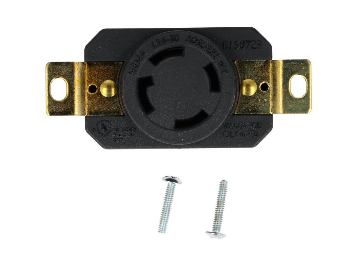 WJ-6430B — CONTACTO INDUSTRIAL CON SEGURO 30A/125VCA-250VCA, 3 POLOS (3 PHASES) ,  + TIERRA, MONTAJE A PANEL