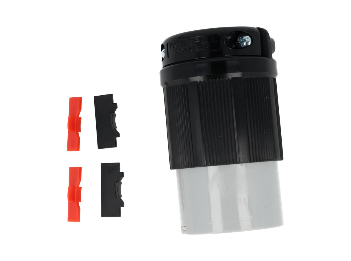 WJ-9420B — CONTACTO INDUSTRIAL CON SEGURO 20A/125VCA-250VCA, 3 POLOS (3 FASES) + TIERRA, TOMA AEREA