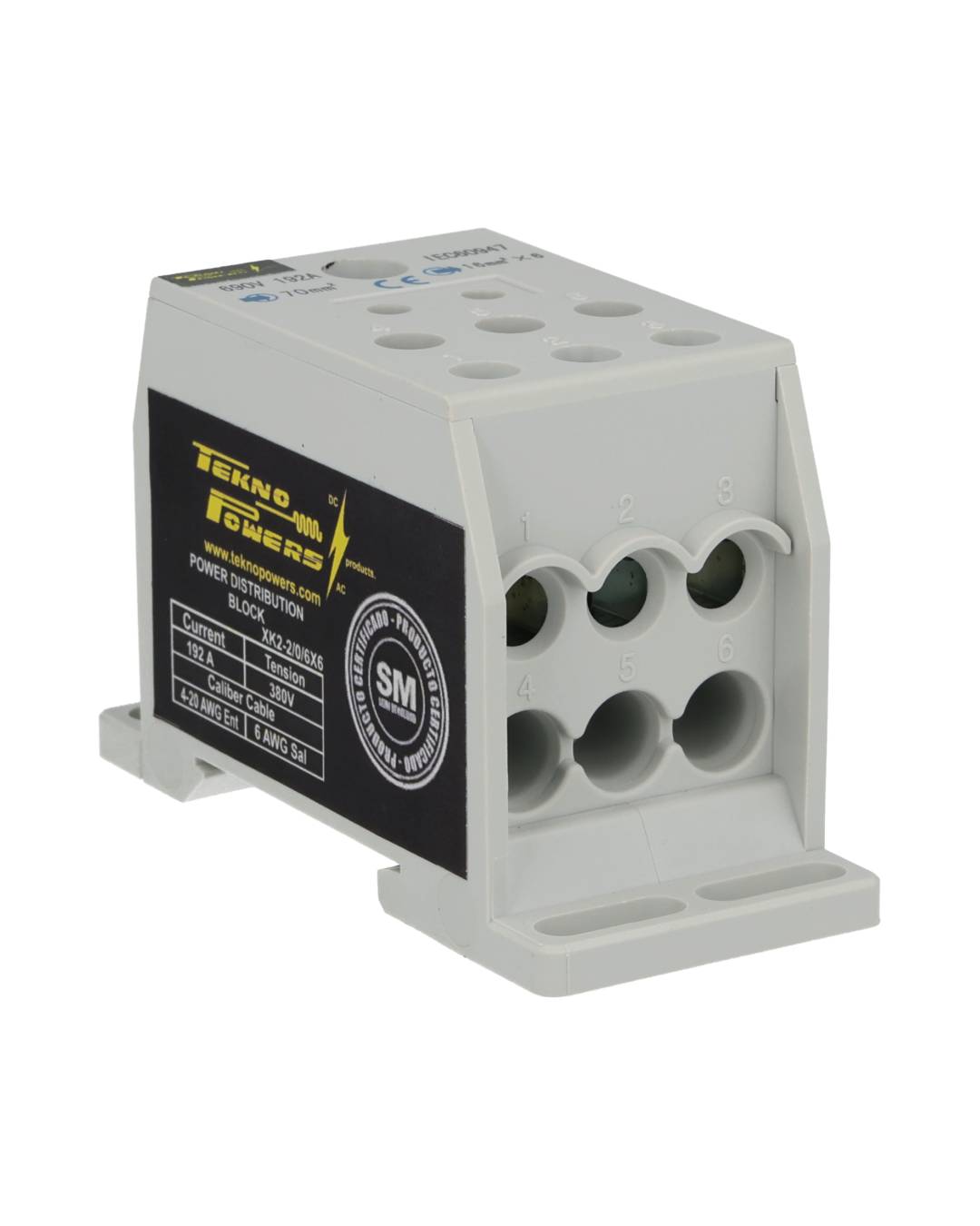 XK2-2/0/6X6 — BLOQUE DE DIST. MULTIPROPOSITO 192A MAX.