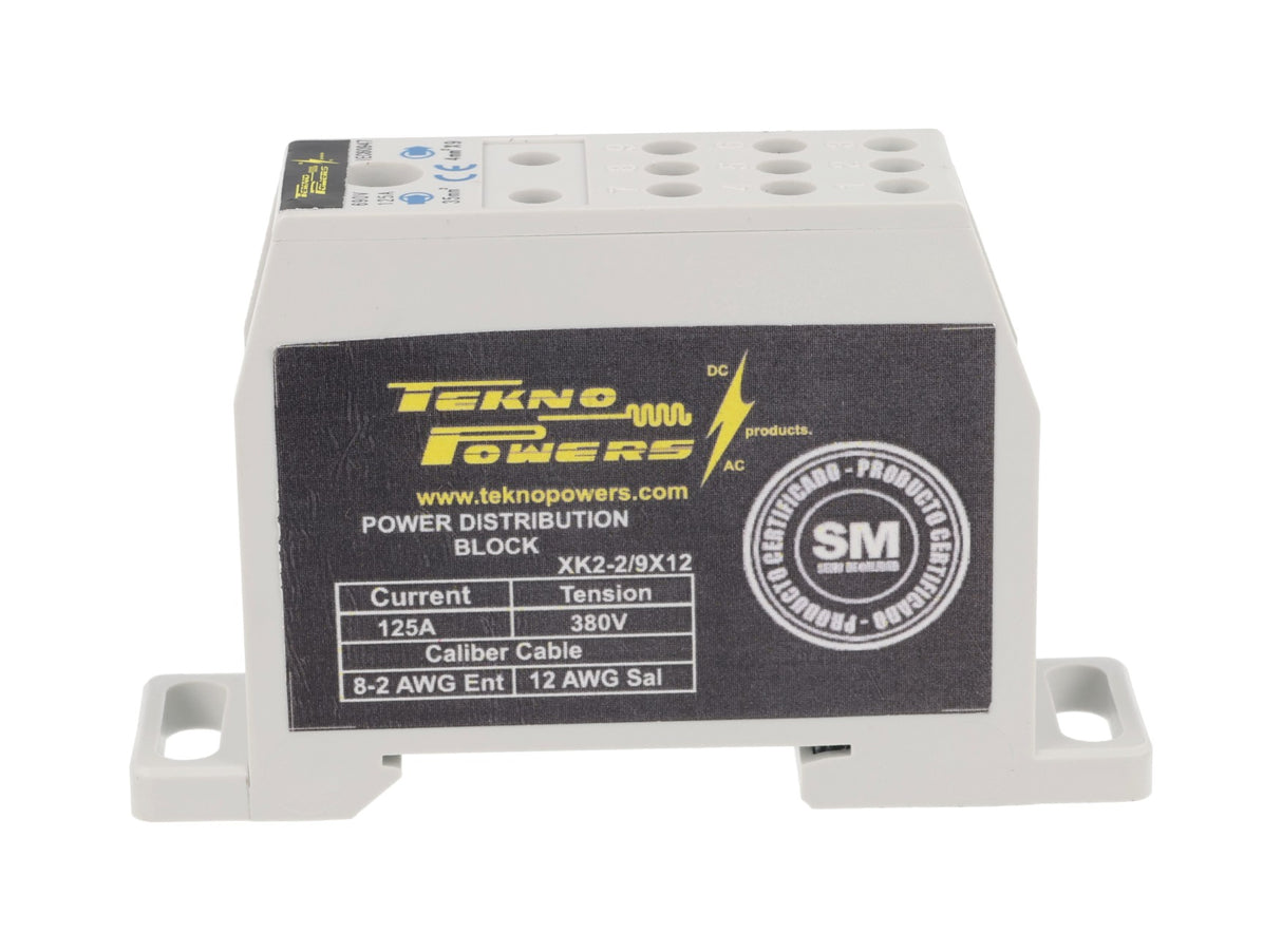 XK2-2/9X12 — BLOQUE DE DISTRIBUCION MULTIPROPîSITO 125A MAX9 CONDUCTORES, CALIBRE 12AWG