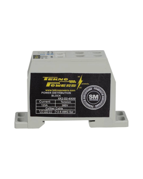 XK2-D2-4/4X6 — BLOQUE DE DISTRIBUCION MULTIPROPOSITO 125A MAX.4 CONDUCTORES, CALIBRE 6 AWG