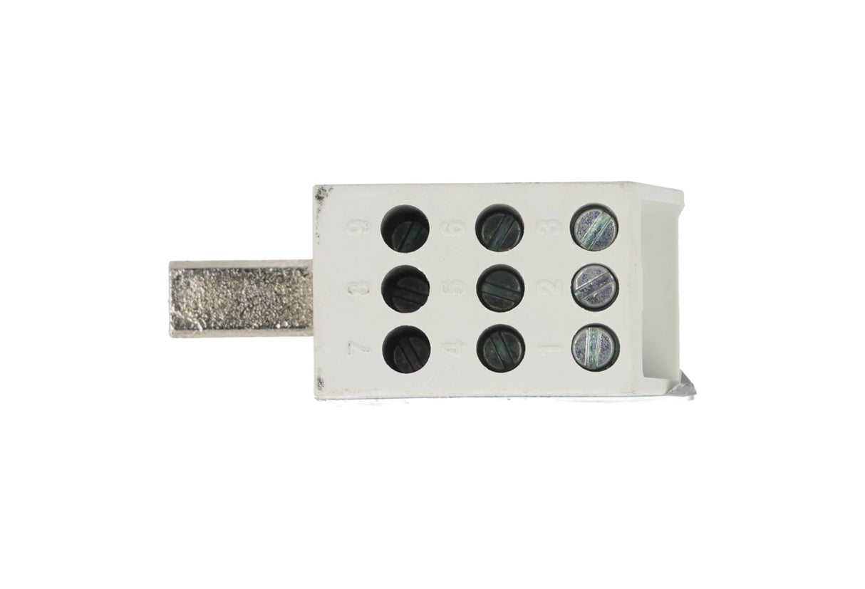 XK2B/9-12 — BLOQUE DE DISTRIBUCION PARA CONEXION DIRECTA AL BREAKER, 101A MAX. 9 CONDUCTORES CALIBRE 12 AWG